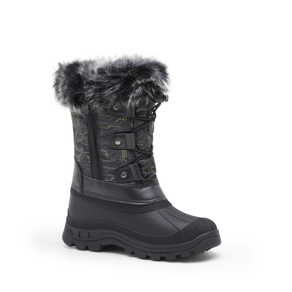 Kids Waterproof Warm Snow Boots - BLACK DARK GREY GREEN - 3